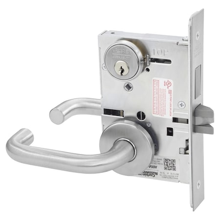 Store Door Mortise Lock, LS Lever, A Rose, Satin Chrome